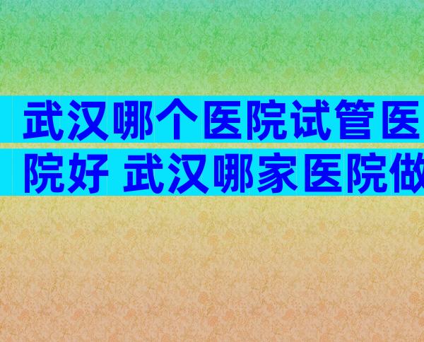 武汉哪个医院试管医院好 武汉哪家医院做试管婴儿,成功率高